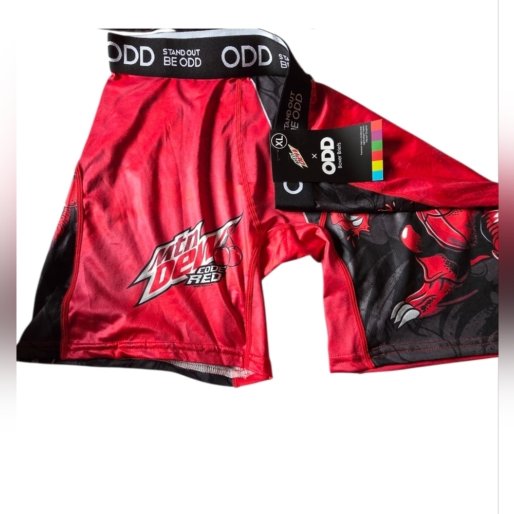 New ODD Red Graphic Men's Boxer Briefs Mtn Dew Size XL - Picture 2 of 2